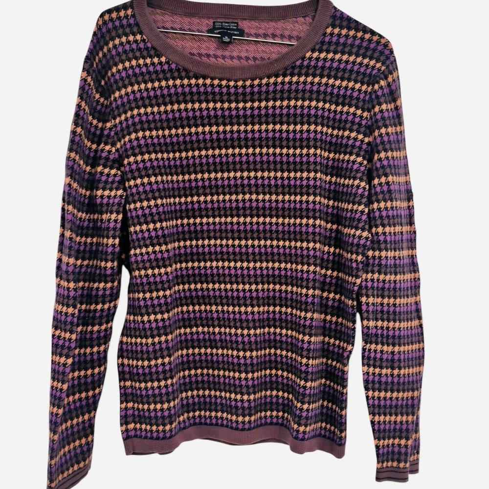 Tommy Hilfiger Purple and Orange Houndstooth Sweater